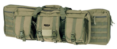 Rukx Gear ATICT36DGG Tactical Double Gun Case 36″ Water Resistant Green 600D Polyester w/ Non-Rust Zippers Reinforced Velcro & Adjustable Back Straps