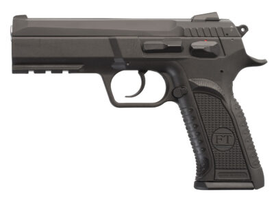 Tanfoglio IFG TFFORCEP9 Defiant Force Plus 9mm Luger Caliber with 4.40″ Barrel, 16+1 Capacity, Overall Black Finish, Picatinny Rail/Beavertail Frame, Serrated Steel Slide & Polymer Grip