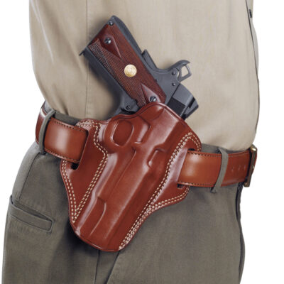 Galco CM800 Combat Master  OWB Tan Leather Belt Slide Compatible w/ Glock 43/43X, Springfield  Hellcat Belt 1.75″ Wide Right Hand