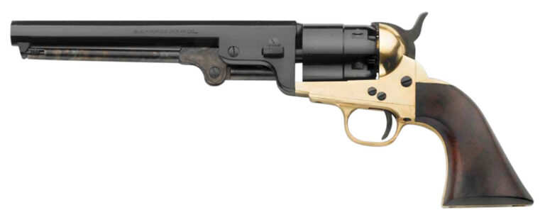 Pietta REB44 1851 Navy 44 Cal 7.37" 6rd Brass Frame, Blued Cylinder & Octagon Barrel, Walnut Grip