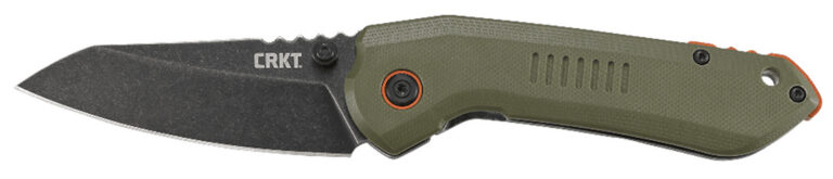 CRKT 6280 Overland 3" Folding Sheepsfoot Plain Stonewashed 8Cr13MoV SS Blade/ Green G10/SS Handle Includes Pocket Clip