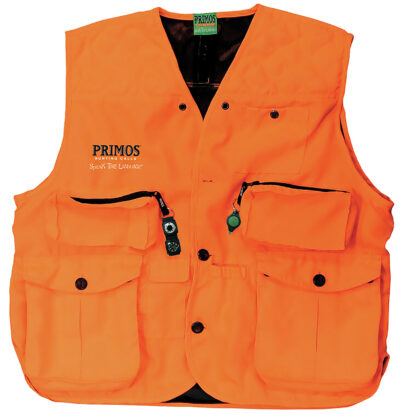 Primos 65702 Gunhunter’s Hunting Vest Large Blaze Orange Features Compass & LED Light