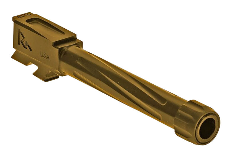 Rival Arms RA20G802E Precision V1 Match Grade 9mm Luger Compatible w/Glock 48, 4.17" Fluted Threaded Gold PVD Stainless Steel