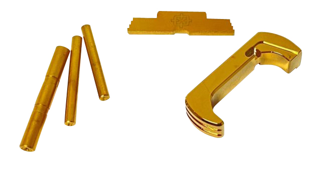Cross Armory CRG4OKGD 3 Piece Kit Extended Compatible w/Glock Gen4 Gold Anodized Steel/Aluminum Pistol