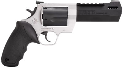 Taurus 2460055RH Raging Hunter  460 S&W Mag 5rd 5.12″ Matte Black Oxide Cylinder & Barrel Matte Stainless Steel Frame Black Rubber with Integrated Cushion Insert Grip