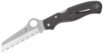Spyderco C89SBK Atlantic Salt  3.69″ Folding Sheepsfoot Serrated H1 Steel Blade Black Molded FRN Handle Includes Pocket Clip