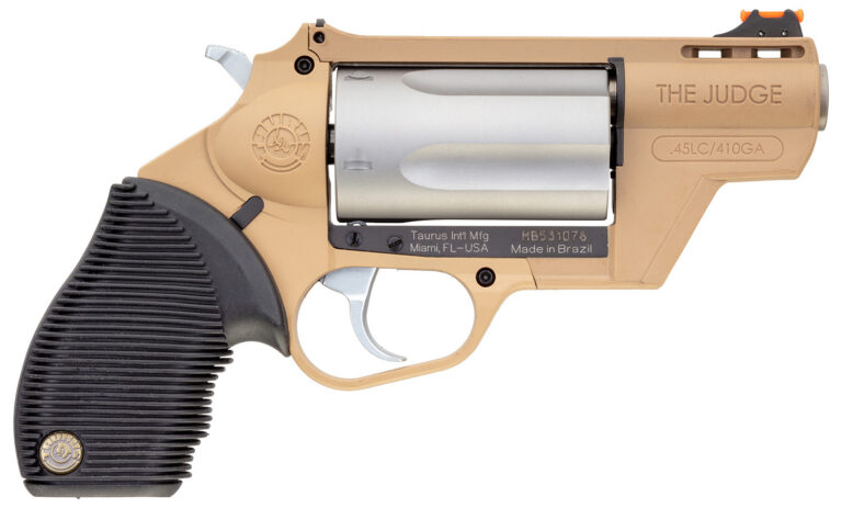 Taurus 2-441029FDE Judge Public Defender 45 Colt (LC)/410 Gauge 5rd 2.50" Flat Dark Earth Barrel & Frame Matte Stainless Cylinder Black Ribber Grip