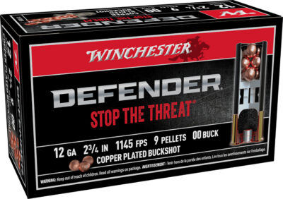 Winchester Ammo SB1200PD Defender  12Gauge 2.75″ 9Pellets Copper Plated 00Buck Shot 10 Per Box/10 Case