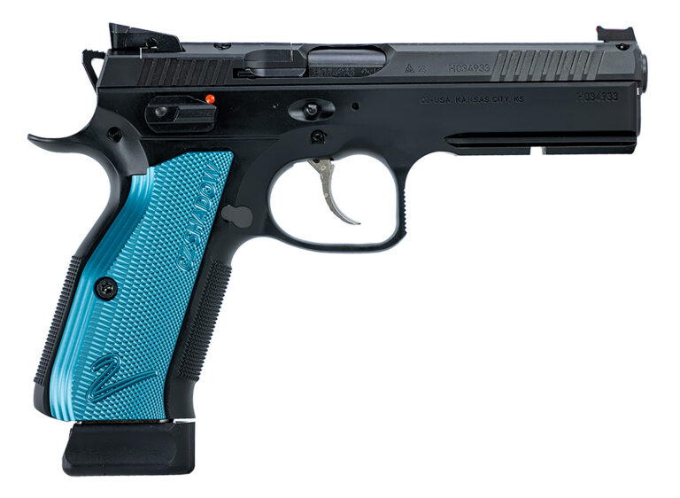 CZ-USA 91251 Shadow 2 Optics-Ready 9mm Luger 19+1 4.89" Black Steel Barrel, Black Optic Cut/Serrated Steel Slide, Black Polycoat Steel Frame w/Beavertail & Picatinny Rail, Blue Aluminum Grip, Ambidextrous