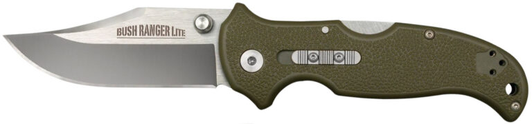 Cold Steel CS21A Bush Ranger Lite 3.50" Folding Clip Point Plain 8Cr13MoV SS Blade/Black GFN Handle Includes Pocket Clip