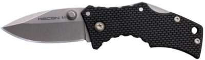 Cold Steel CS7DS Recon 1 Micro 2″ Folding Spear Point Plain Stonewashed 4034 SS Blade/ Black Griv-Ex Handle Includes Pocket Clip