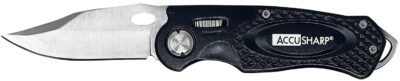 AccuSharp 703C Sport  3″ Folding Plain Stainless Steel Blade/Black Anodized Aluminum Handle Includes Belt Clip