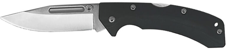 AccuSharp 711C Lockback 3" Folding Clip Point Plain Stainless Steel Blade/Black FRN Handle Includes Allen Wrench