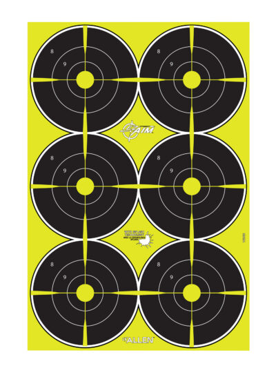 EZ-Aim 15355 Splash Reactive Target Bullseye Paper Hanging 12.50″ W X 18.25″ H Black/Yellow 8 Per Pkg