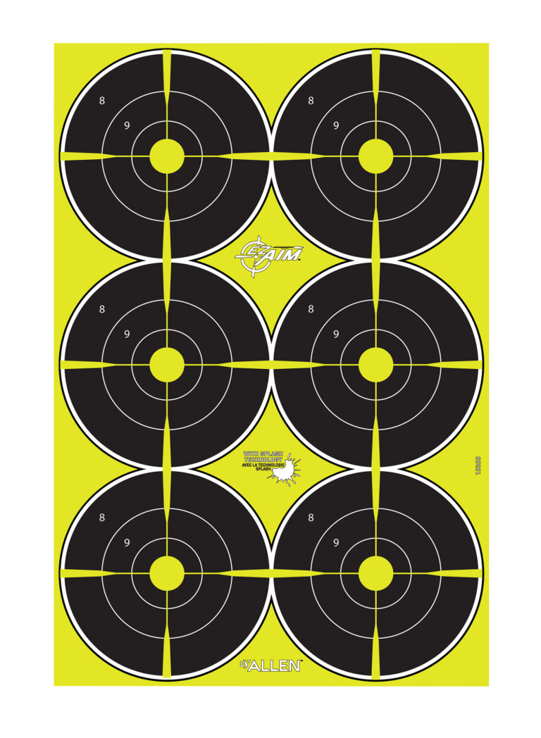 EZ-Aim 15355 Splash Reactive Target Bullseye Paper Hanging 12.50" W X 18.25" H Black/Yellow 8 Per Pkg