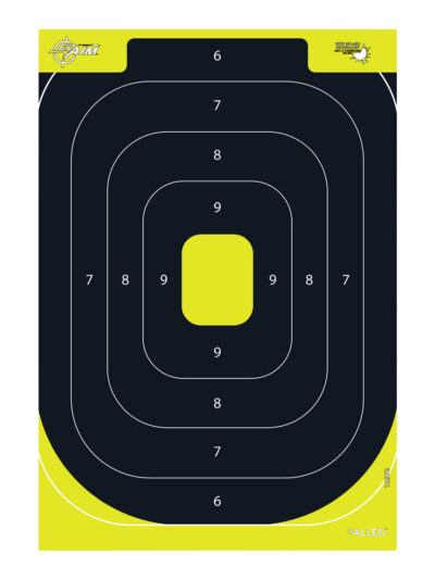 EZ-Aim 15372 Splash Reactive Target IPSC Silhouette Paper Hanging 12.50″ W X 18.25″ H Black/Yellow 8 Per Pkg