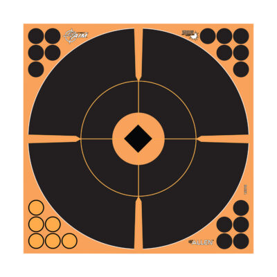 EZ-Aim 15376 Splash Reactive  Self-Adhesive Paper Black/Orange 12″ Bullseye 5 Pack