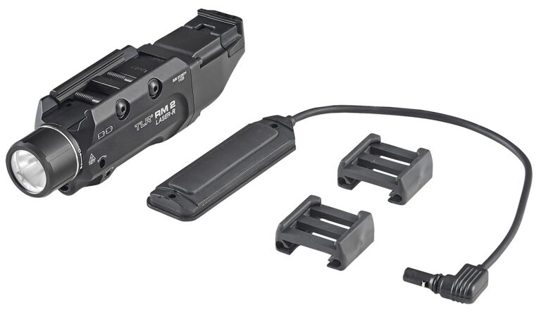 Streamlight 69447 TLR-2 RM w/Laser Black Aluminum, 1,000 Lumens White LED Bulb/Red Laser, 297 Meters Beam, Picatinny Rail Mount