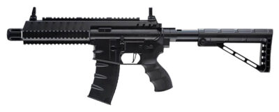 Umarex 2252120 Steel Strike Air Rifle CO2 177 BB Single Shot Or 6  Round Burst Mode, 30rd Drop Free Magazine, 900 BB Capacity Reservoir, Flat Top Picatinny Rail, Flip Up Sights, Adjustable Stock