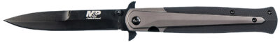 Smith & Wesson Knives 1085899 M&P Tactical Stiletto 4″ Folding Spear Point Plain Stainless Steel Blade FRN Black/FDE Includes Pocket Clip