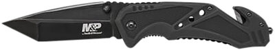 Smith & Wesson Knives SWMP11BCP M&P Rescue 3.80″ Folding Tanto Plain Black Stainless Steel Blade Black G10 Handle Features Glass Breaker/Seat Belt Cutter Includes Pocket Clip