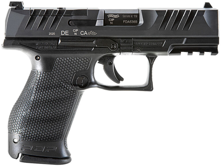 Walther Arms 2854686 PDP Compact Frame 9mm Luger 10+1 4" Black Steel Barrel, Black Optic Ready/Serrated Steel Slide, Black Polymer Frame w/Picatinny Rail, Textured Polymer Grip, Ambidextrous