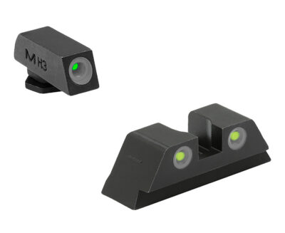 Meprolight USA 102223201 Tru-Dot  Green Tritium White Outline Front Sight-Yellow Tritium White Outline Rear Sight Glock 10 MM/.45ACP