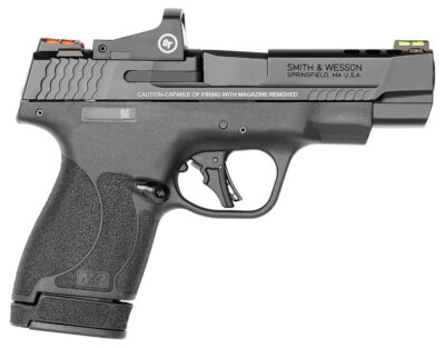 Smith & Wesson 13253 Performance Center M&P Shield Plus 9mm Luger 4″ Ported 10+1,13+1 Black Matte Black Armornite Stainless Steel Ported Slide Black Polymer Grip (No Manual) Crimson Trace Red Dot