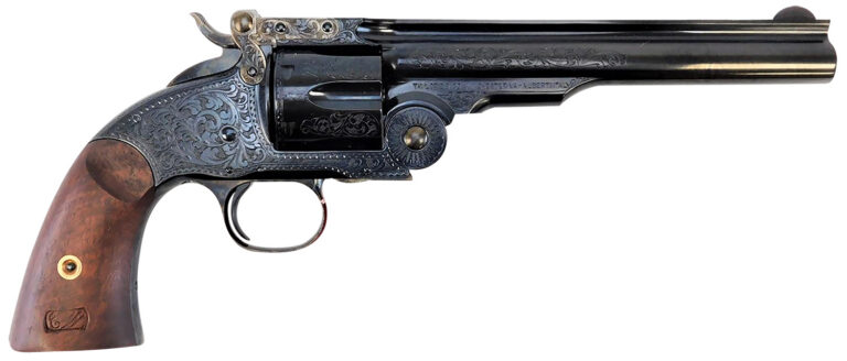 Taylors & Company 550644 Top Break Schofield 45 Colt (LC) 6-Round 7" Blued Engraved Steel Walnut Grip