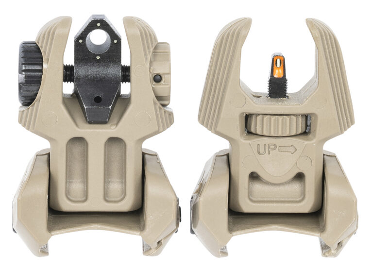 Meprolight USA 403440 FRBS Sight Set Desert Tan AR-15 Flip Up Orange Tritium Front/Green Tritium Rear