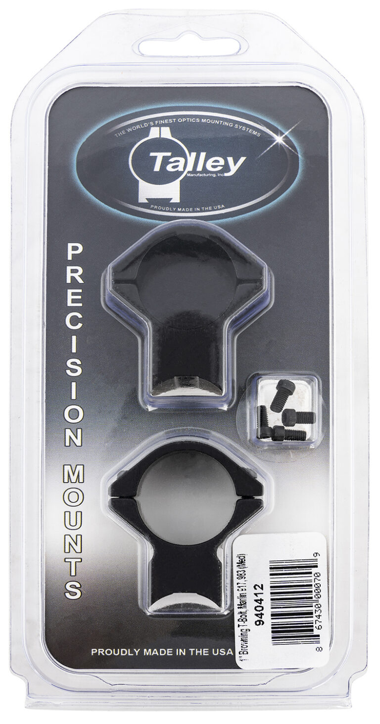 Talley 940412 Scope Mount/Ring Combo Black Anodized Aluminum 1" Tube Browning T-Bolt Medium Rings 0 MOA