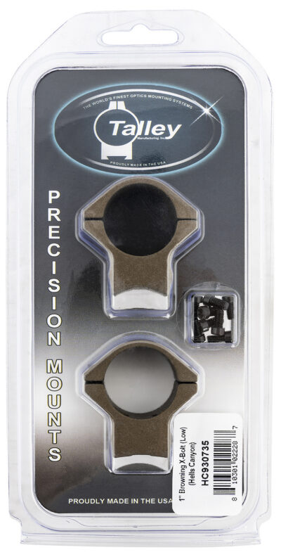Talley HC930735 Scope Mount/Ring Combo  Burnt Bronze Aluminum 1″ Tube X-Bolt Low Rings Short/Long Action 0 MOA