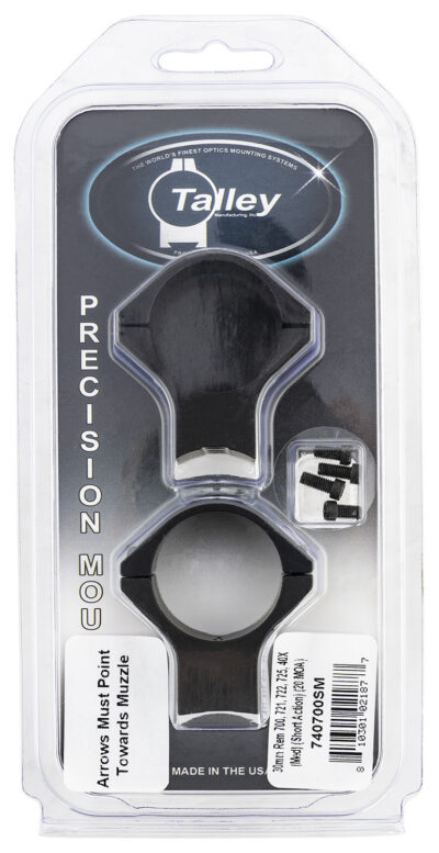 Talley 740700SM Scope Mount/Ring Combo  Black Anodized Aluminum 30mm Tube Remington 700/721/722/725/40X Medium Rings Short Action 20 MOA