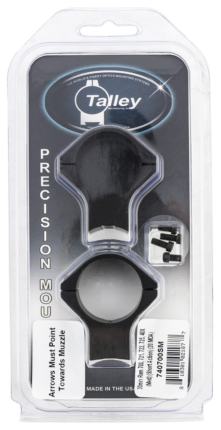 Talley 740700SM Scope Mount/Ring Combo Black Anodized Aluminum 30mm Tube Remington 700/721/722/725/40X Medium Rings Short Action 20 MOA