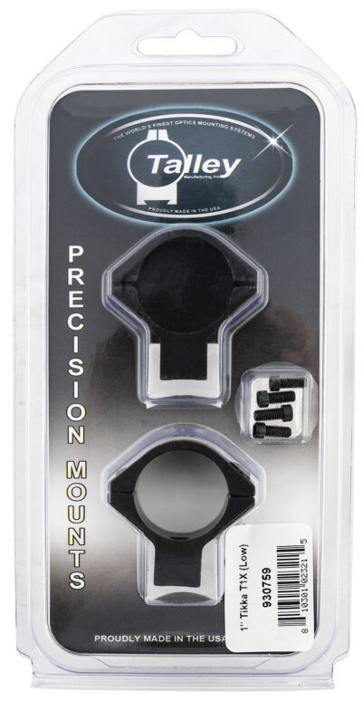 Talley 930759 Scope Mount/Ring Combo  Black Anodized Aluminum 1″ Tube Tikka T1/T1X Low Rings 0 MOA