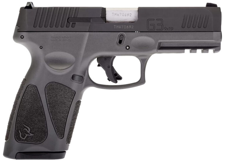 Taurus 1G3B941G G3  Full Size Frame 9mm Luger 15+1/17+1 4" Matte Stainless Steel Barrel, Matte Black Tenifer Serrated Steel Slide, Gray Polymer Frame w/Picatinny Rail, Gray Polymer Grip, Right Hand