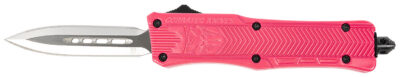 CobraTec Knives SPKCTK1SDAGNS CTK-1  Small 2.75″ OTF Dagger Plain D2 Steel Blade, Pink Aluminum Handle Features Glass Breaker