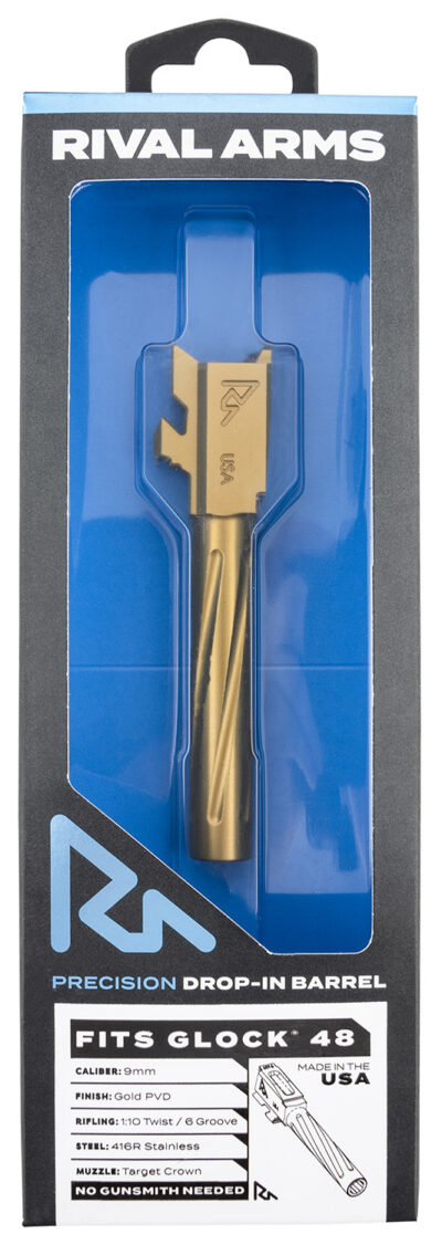 Rival Arms RARA20G801E Precision V1 Match Grade 9mm Luger 4.17″ Gold PVD Stainless Steel, Fits Glock 48