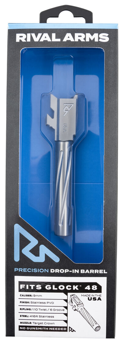 Rival Arms RARA20G801D Precision V1 Match Grade 9mm Luger 4.17″ Fluted Stainless Steel, Fits Glock 48