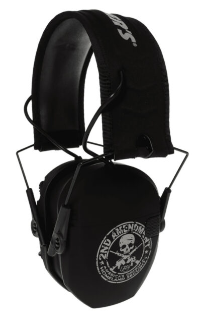 Walker’s GWPRSEMFS2A Razor Slim Electronic Freedom Muff 23 dB Over the Head Black w/Distressed 2nd Amendment Polymer