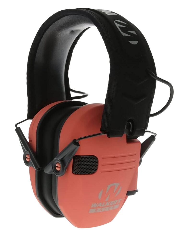 Walker's GWPRSEMCOR Razor Slim Electronic Muff 23 dB Over the Head Coral/Black Polymer