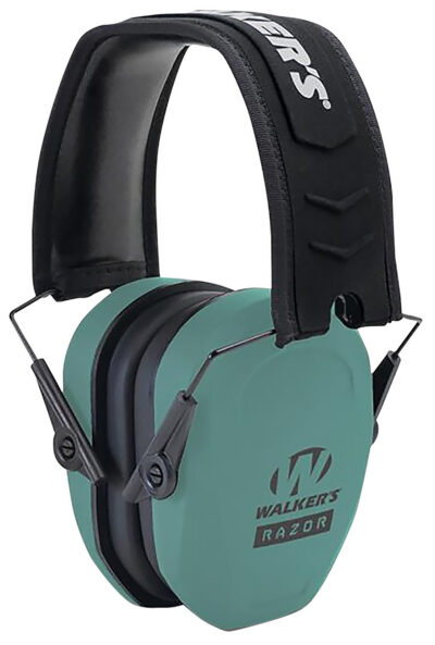 Walker’s GWPRSMPASTL Razor Slim Passive Muff 27 dB Over the Head Teal/Black Polymer