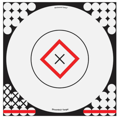 Birchwood Casey 34195 Shoot-N-C Reactive Target Self-Adhesive Paper Black/Red/White 17.25″ Bullseye 5 Pack