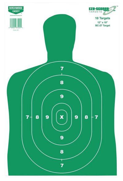 Birchwood Casey 37010 EZE-Scorer BC-27 Silhouette Paper Target 12″ x 18″ 100 Per Pkg