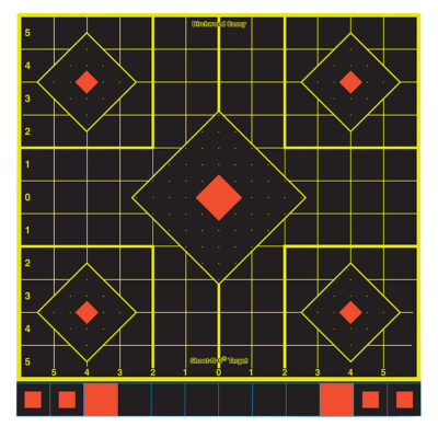 Birchwood Casey 34211 Shoot-N-C Sight-In Self-Adhesive Paper Black/Yellow/Red 12″ 5-Diamond 100 Pack