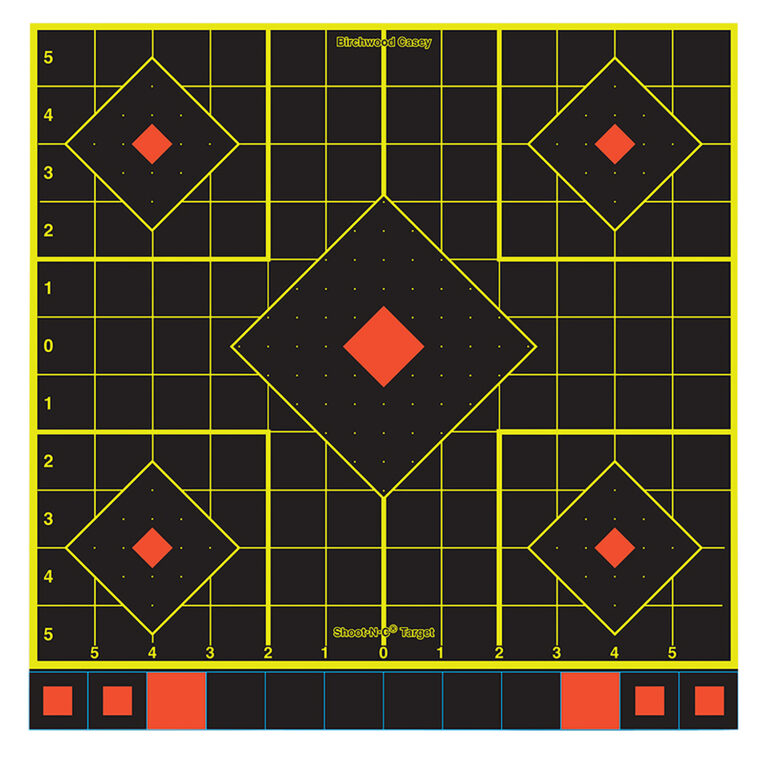 Birchwood Casey 34211 Shoot-N-C Sight-In Self-Adhesive Paper Black/Yellow/Red 12" 5-Diamond 100 Pack