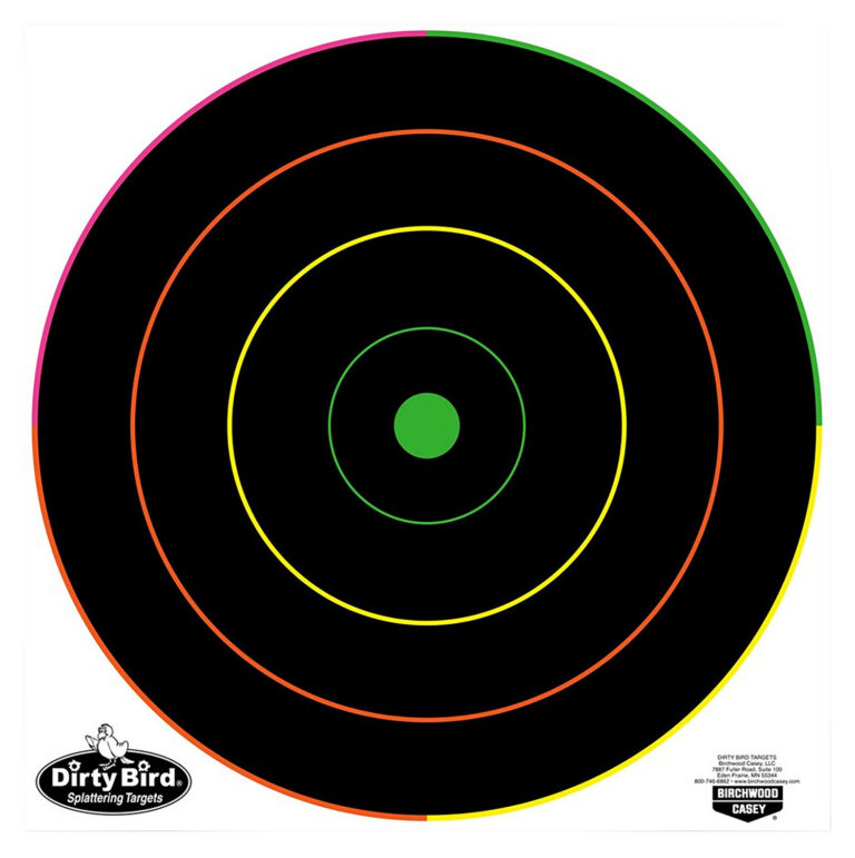 BC DIRTY BIRD 12in MULTI-COLOR BULLS-EYE TARGETS - 100 SHEETS