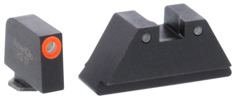 AmeriGlo GL452 Optic Compatible Sight Set for Glock  XL Tall Green Tritium Orange Outline Front Sight-Green Tritium Black Outline Rear Sight