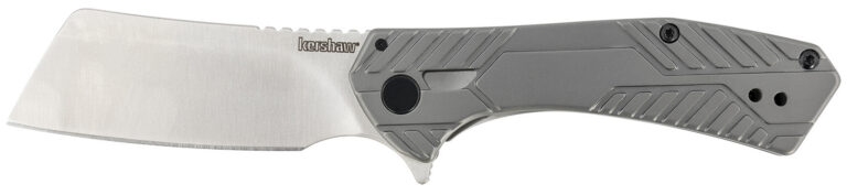 Kershaw 3445 Static 2.90" Folding Cleaver Plain Satin 8Cr13MoV SS Blade Gray PVD Stainless Steel Handle Includes Pocket Clip
