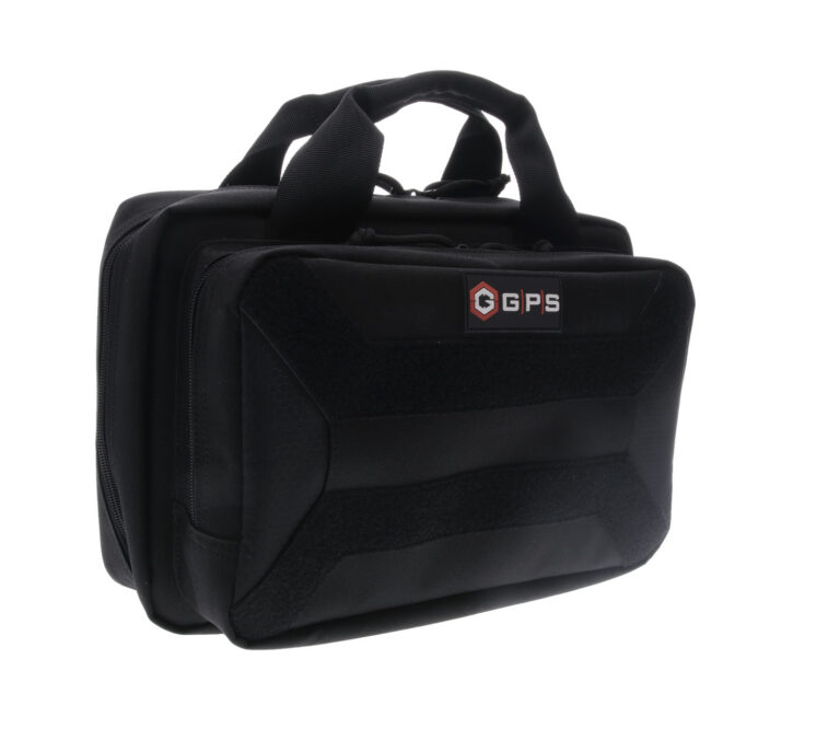 GPS Bags PC15 Pistol Case Black 600D Polyester with Mag Storage, Lockable Zippers & Cushioned Compartment Holds 1 Handgun